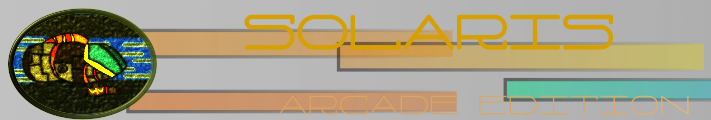 banner from the game solaris with spaceship and some rectangles